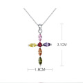 En gros 925 Sterling Silver Croix Cristal Pendentif Collier Bijoux